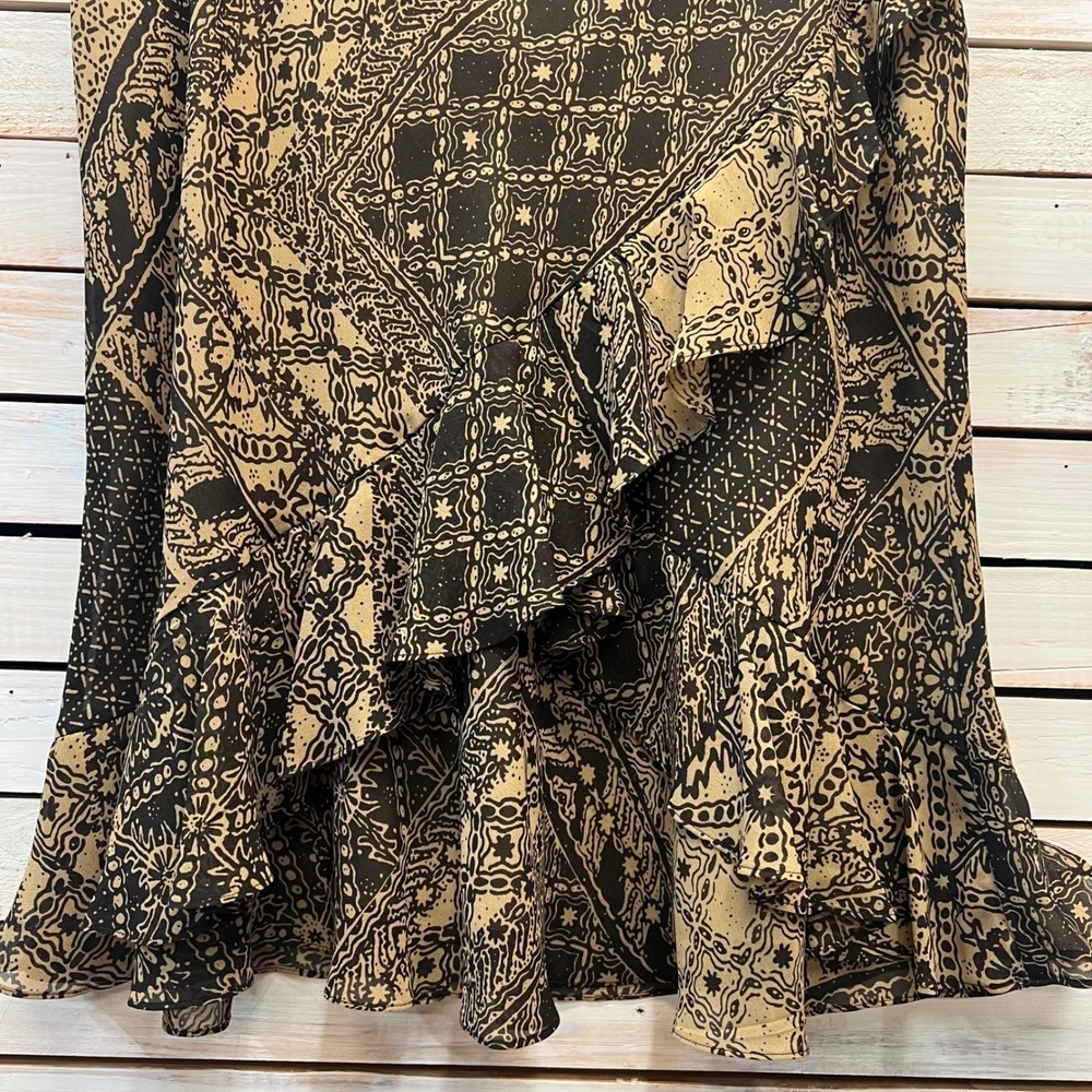 Chaps Y2K Boho Handkerchief Ruffle Festival Asymmetrical Skirt Large - Picture 3 of 7